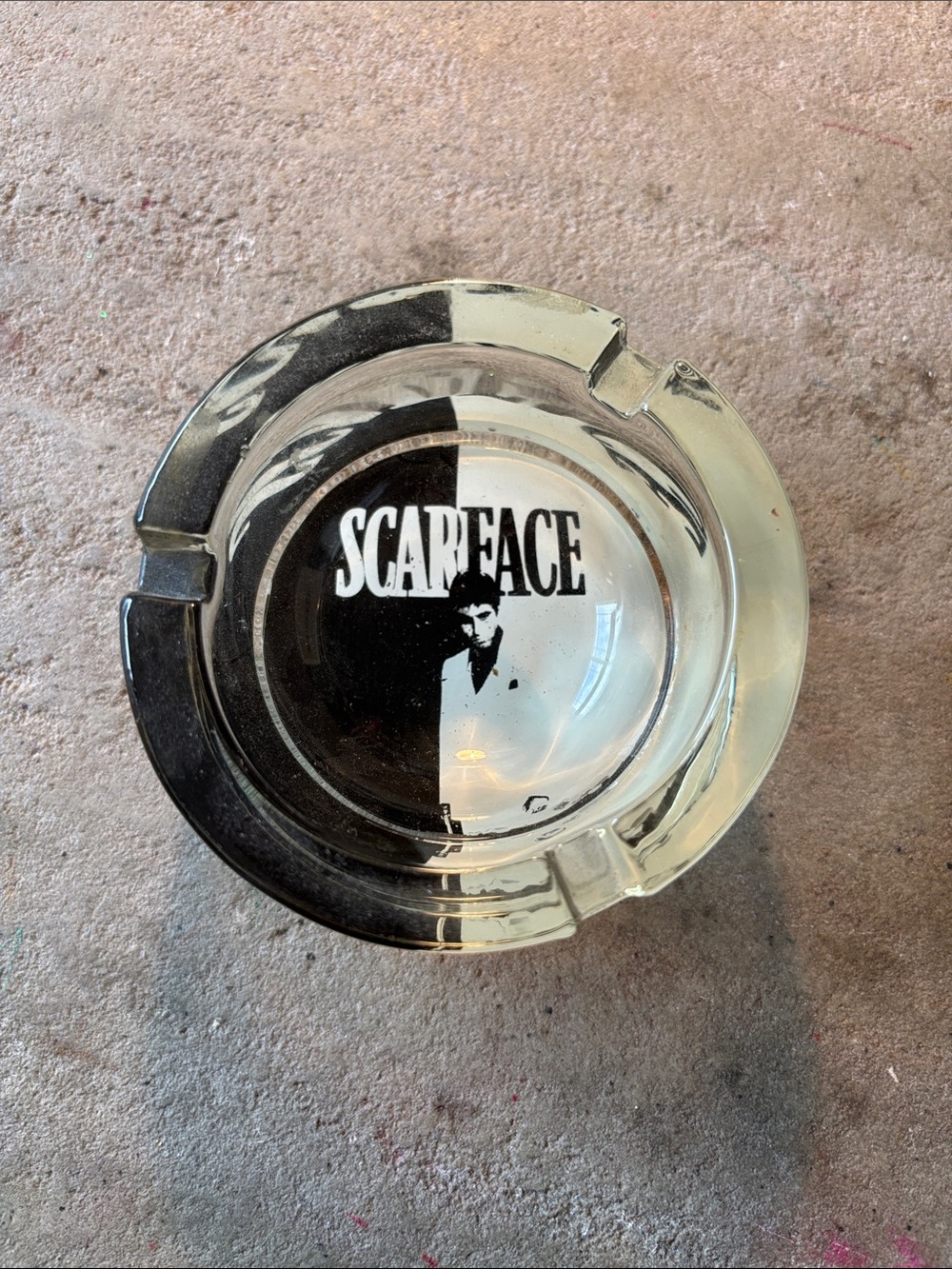Scarface Glass Ashtray in Black and Clear